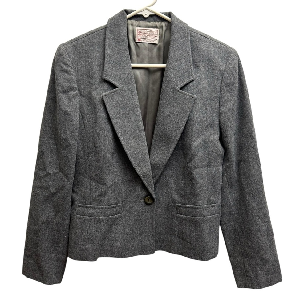 Vintage Pendleton Petite Gray Wool Blazer
